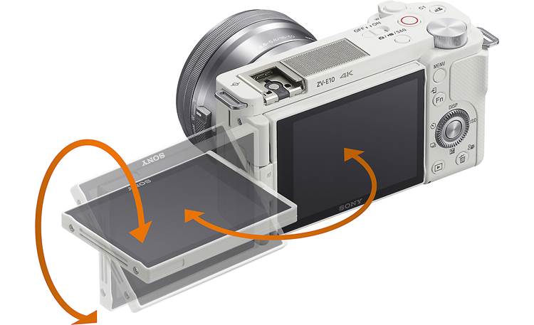 Sony Alpha ZV-E10 Vlog Camera Kit Touchscreen can be flipped out and rotated