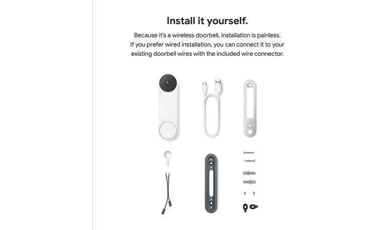 Google Nest Doorbell (battery) Shown with included accessories