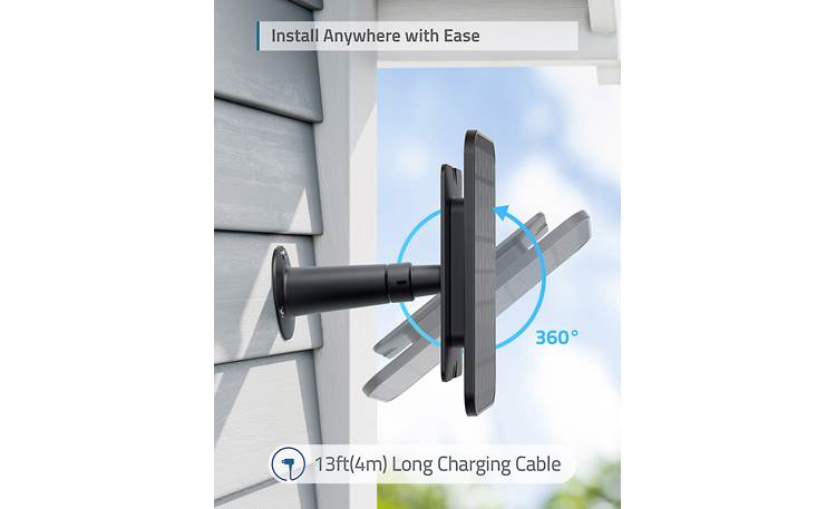 eufy Security eufyCam Solar Panel 360° mounting bracket and 13-foot cable allow optimum positioning toward the sun