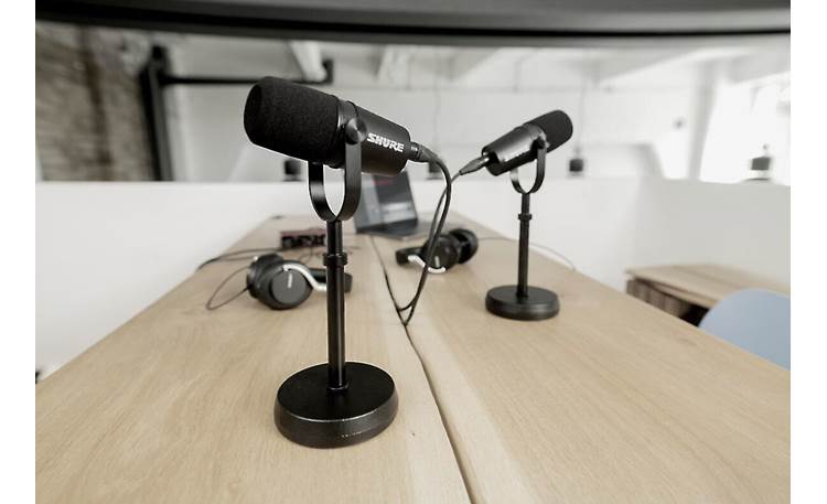 Shure MV7X mounts to standard table-top stands (not included)