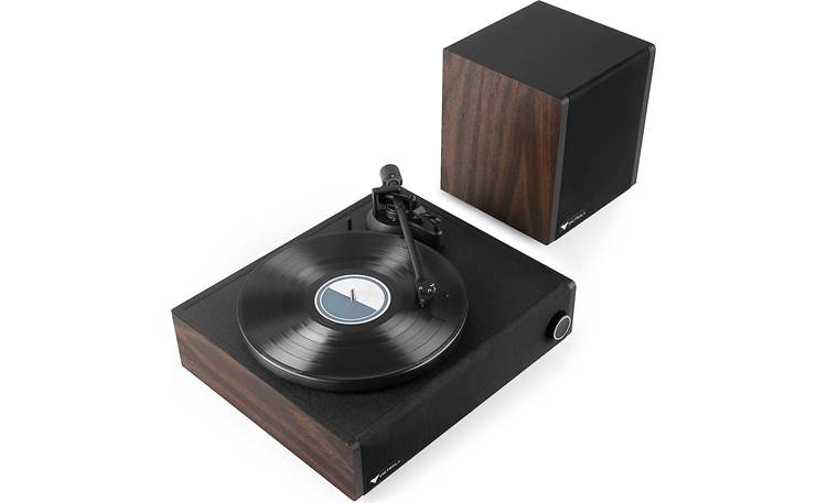 Victrola Premiere V1 Turntable Music System Shown with dust cover removed