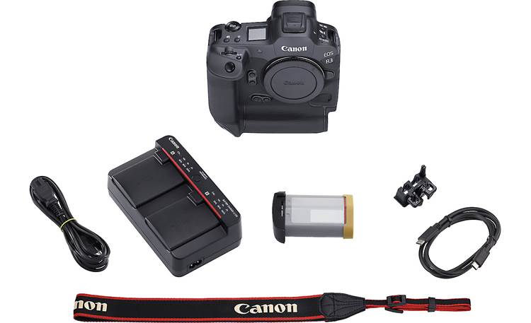 Canon EOS R3 (no lens included) Shown with included accessories