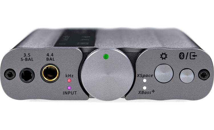 iFi xDSD Gryphon The front panel features balanced 4.4mm and unbalanced 3.5mm headphone outputs and a rotary volume knob/multi-function button