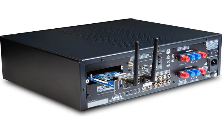 NAD C 399 BluOS-D Back view angled left, with MDC2 BluOS-D module pulled