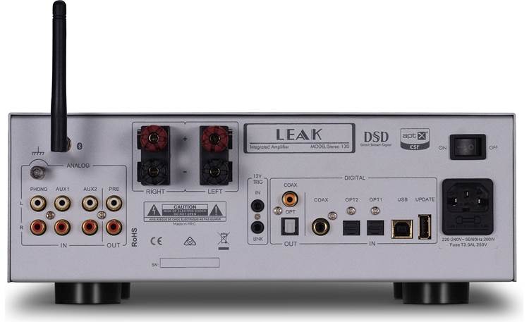 LEAK Audio STR130/CDT Back of LEAK Stereo 130 integrated amplifier (LEAK CDT is included in bundle)