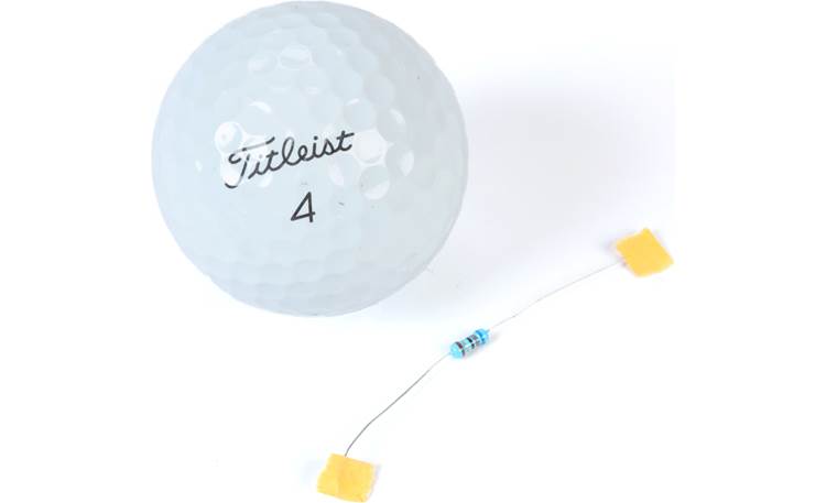 Metra 68-ohm resistor golf ball shown for scale