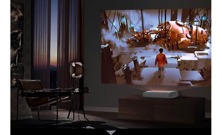 Samsung The Premiere LSP9T Ultra short throw design lets you place the projector almost directly under the screen