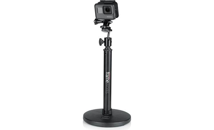 Gator Frameworks Camera Mount Mic Stand Adapter With attached action camera (stand and camera sold separately)