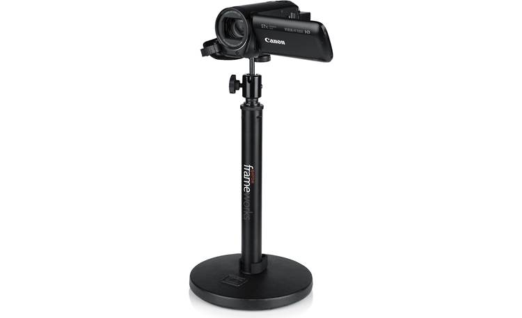 Gator Frameworks Camera Mount Mic Stand Adapter With attached video camera (stand and camera sold separately)