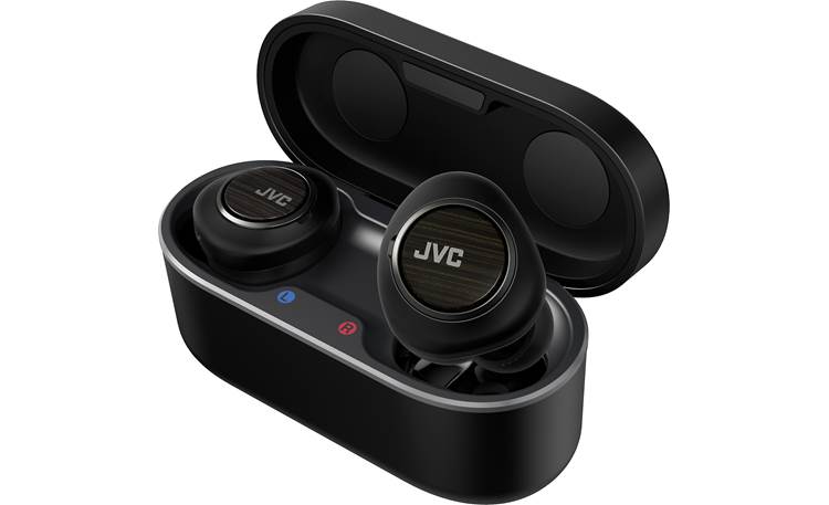 JVC HA-FW1000T Earbuds shown inside charging case