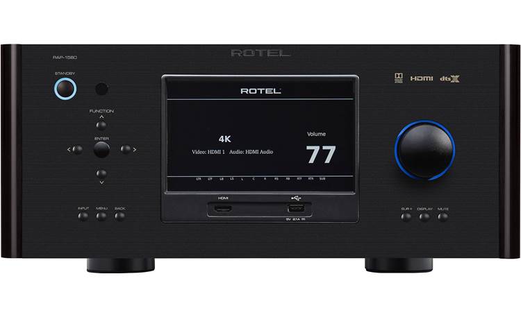 Rotel RAP-1580MKII A large front-panel display conveys status and playback info