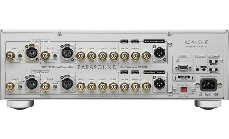 Parasound Halo JC 2 BP The input/output array outlines dual mono circuit boards within