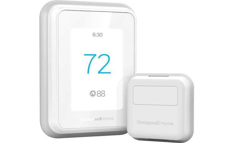Honeywell T9 Smart Thermostat with Smart Room Sensor Front view of thermostat (left) and sensor (right)