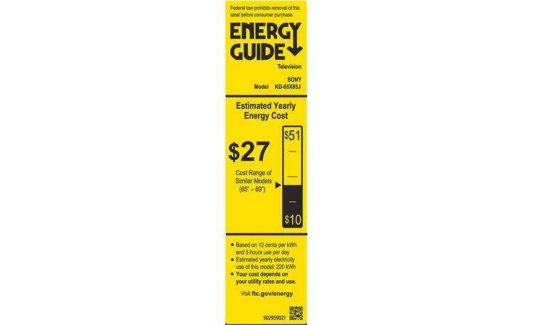 Sony KD-65X85J Energy Guide