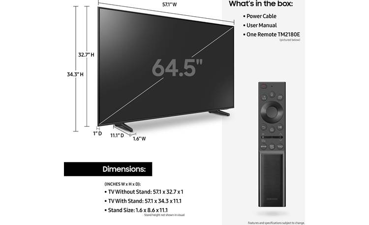 Samsung QN65Q60A Dimensions