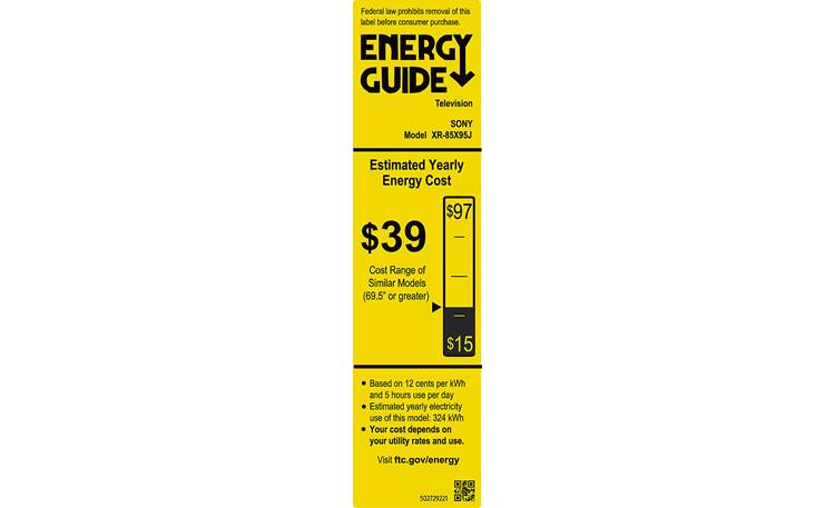 Sony XR85X95J Energy Guide