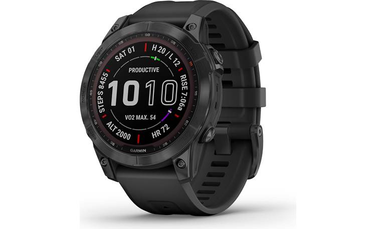 Garmin fenix 7 Sapphire Solar DLC Titanium with Black Band) Multisport GPS smartwatch ™ 1.3" display Crutchfield