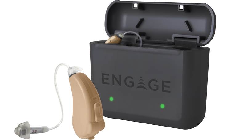 Lucid Hearing Engage™ (Rechargeable) Front, showing included charging case