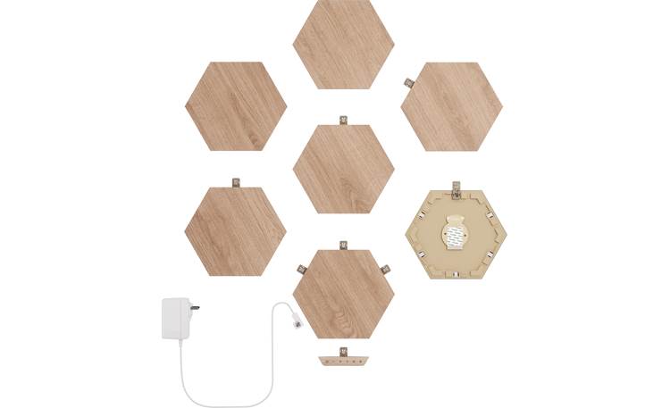 Nanoleaf Elements Smarter Kit Panels are made of a PVC laminate with a wood-grain finish