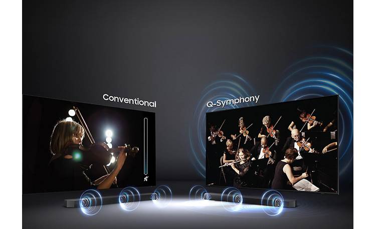 Samsung HW-Q600B Q-Symphony works with select Samsung TVs to create more enveloping sound