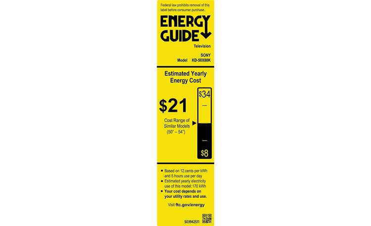 Sony KD-50X80K Energy Guide