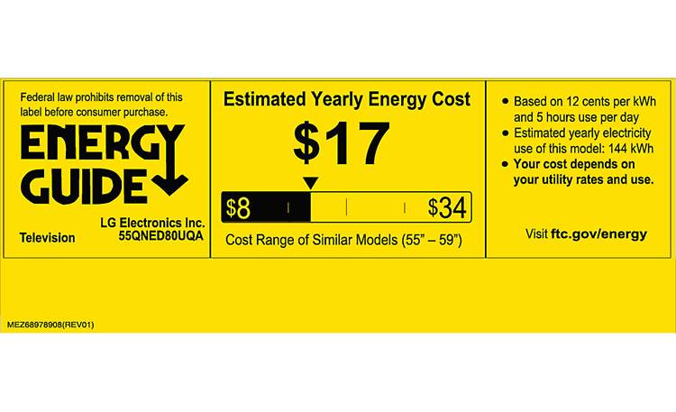 LG 55QNED80UQA Energy Guide