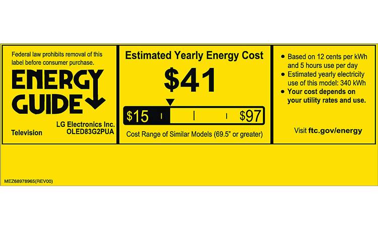 LG OLED83G2P Energy Guide