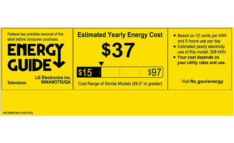 LG 86NANO75UQA Energy Guide