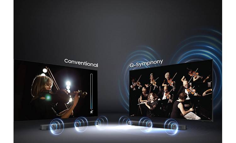 Samsung HW-Q60B Q-Symphony works with select Samsung TVs to create more enveloping sound