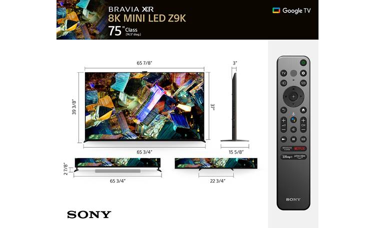 Sony BRAVIA MASTER Series XR-75Z9K Dimensions