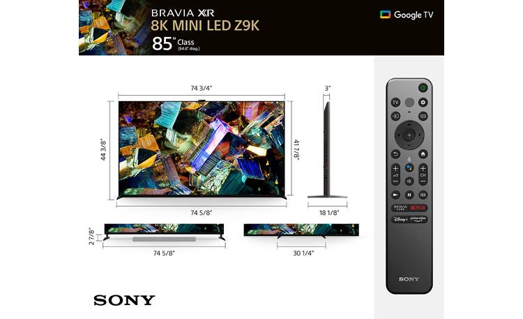Sony BRAVIA MASTER Series XR-85Z9K Dimensions