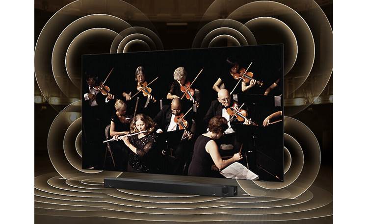 Samsung QN55QN95B Q-Symphony lets the TV's speakers harmonize with compatible Samsung sound bars