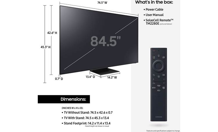 Samsung QN85QN800B Dimensions
