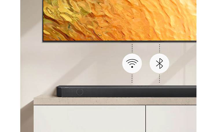 Samsung HW-Q910B Connects via Wi-Fi or Bluetooth to select Samsung TVs