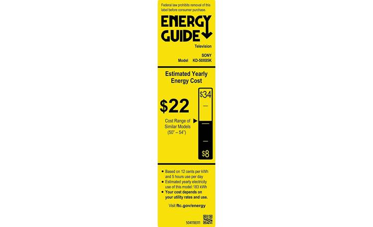 Sony KD-50X85K Energy Guide