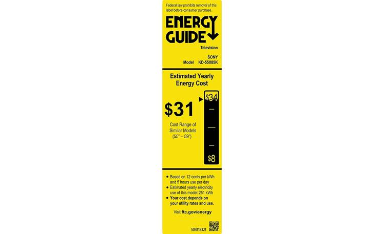 Sony KD-55X85K Energy Guide