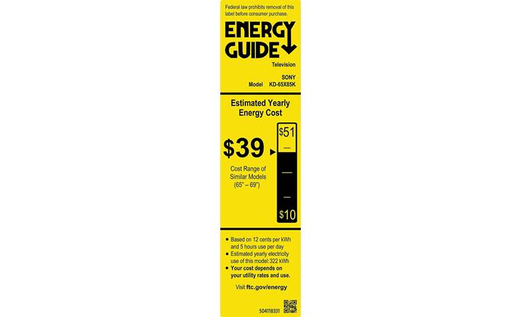Sony KD-65X85K Energy Guide