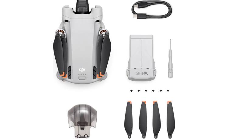 DJI Mini 3 Pro (aircraft only, no controller) Includes battery, gimbal protector, and charging cable (remote controller required, sold separately)