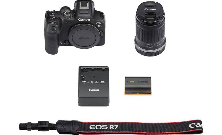 Canon EOS R7 Telephoto Zoom Kit Shown with included accessories