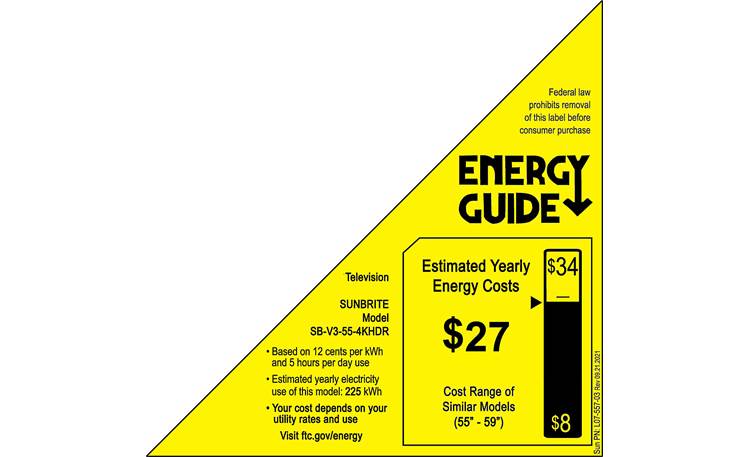 SunBrite SB-V3-55-4KHDR-BL Energy Guide