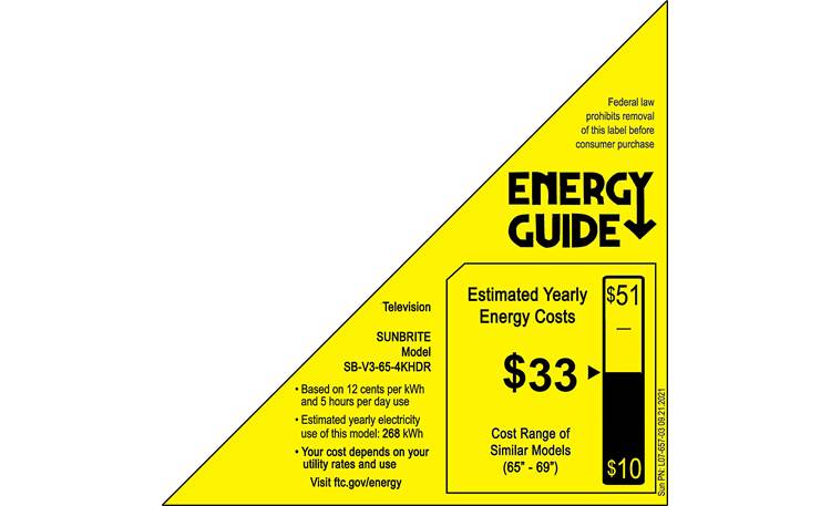 SunBrite SB-V3-65-4KHDR-BL Energy Guide
