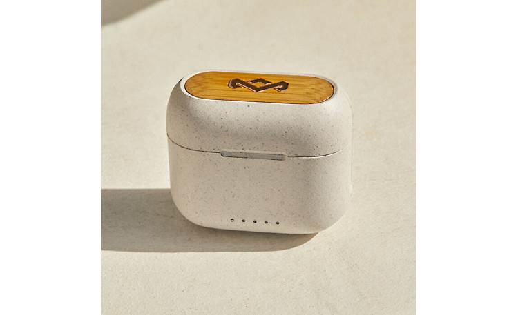 House of Marley Redemption ANC 2 Charging case is made of natural wood fiber composite, with bamboo accent