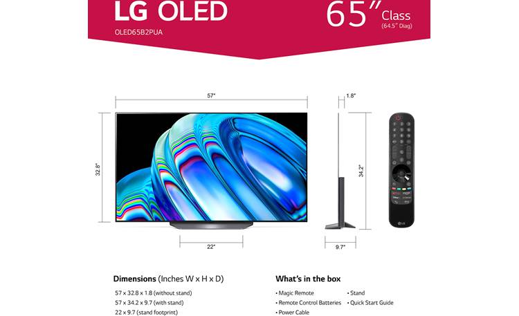 LG OLED65B2PUA Dimensions