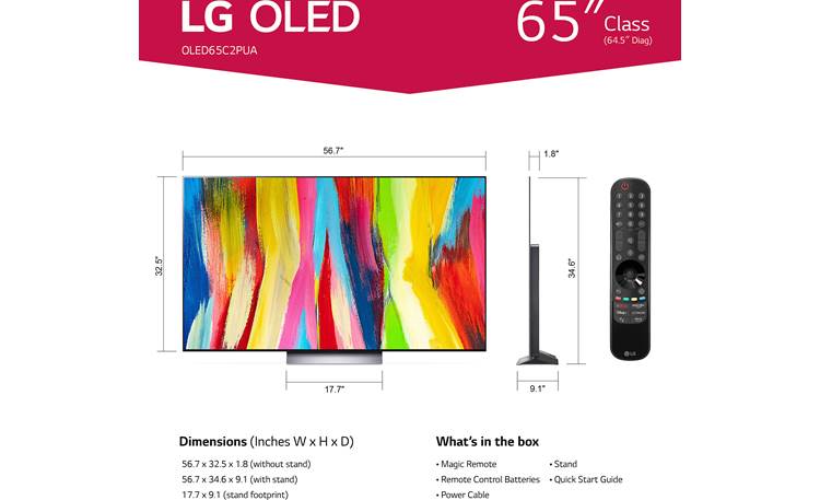 LG 65C2PUA Dimensions