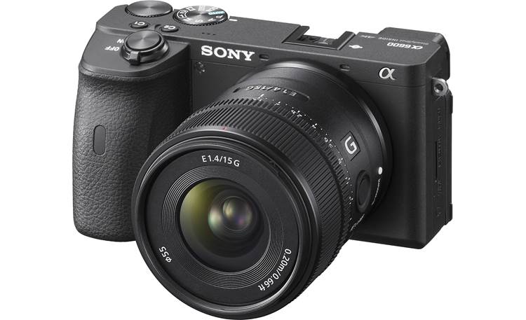 Sony SEL15F14G 15mm f/1.4 Shown on a Sony a6600 mirrorless camera (sold separately)