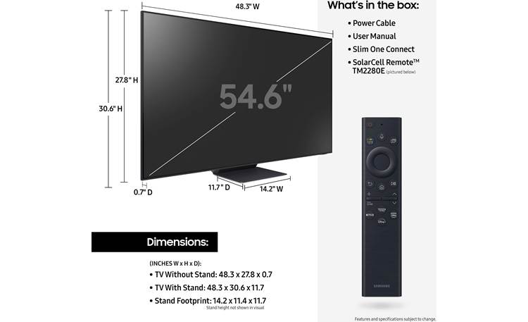 Samsung QN55QN95B Dimensions