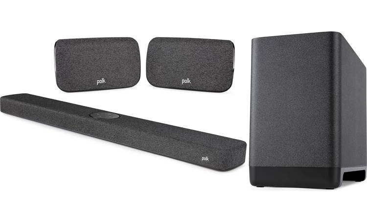 Polk Audio React System Powered sound bar, subwoofer, and rear with built-in Bluetooth®, Wi-Fi, and Amazon Alexa at Crutchfield