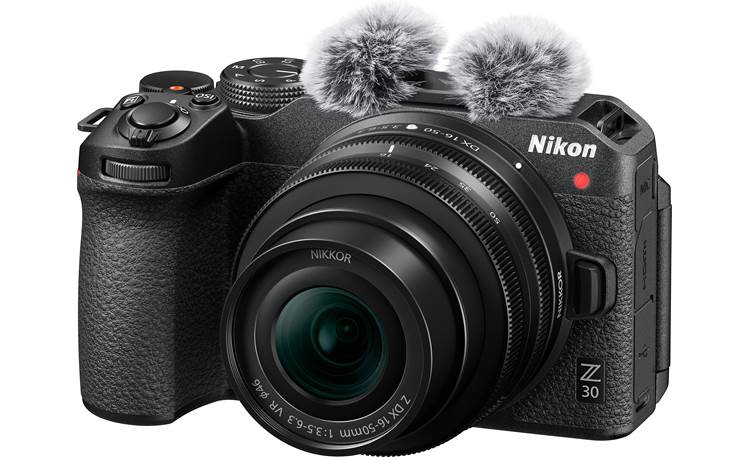 Nikon Z30 DX Camera Zoom Lens Kit Built-in stereo mic, shown with furry windshields (sold separately)
