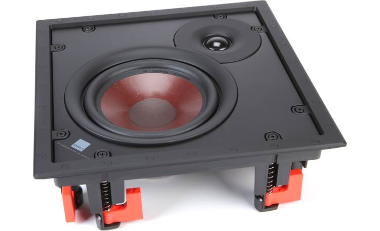 DALI Phantom H-60  Grille removed to show wood-fiber cone woofer and oversized soft-dome tweeter