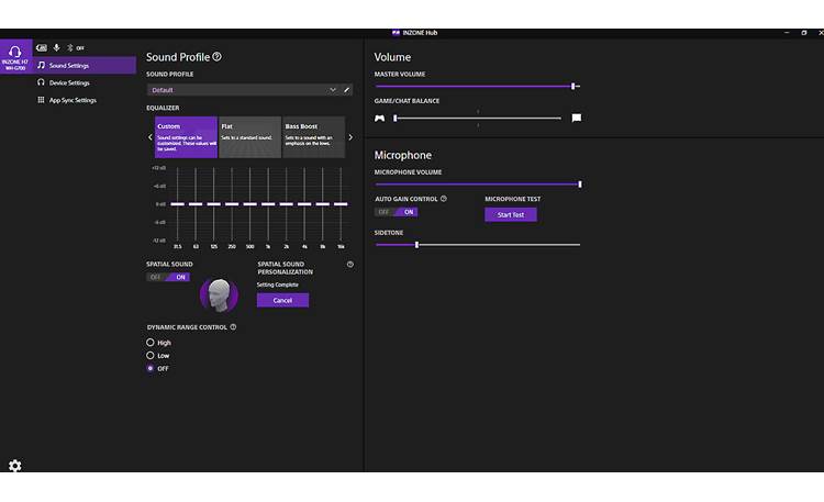 Sony INZONE H7 INZONE Hub downloadable lets you customize your sound (requires Windows 10 or later)
